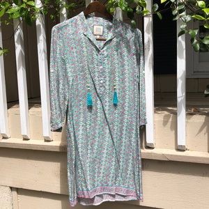 Turquoise & Pink Patterned Summer Dress